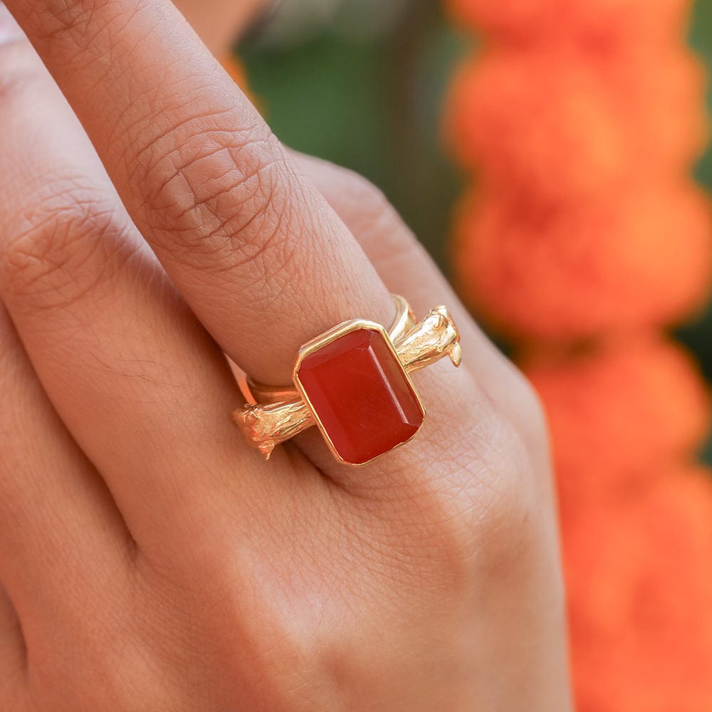 SITAYAN Silver Ashwamedh Red ring