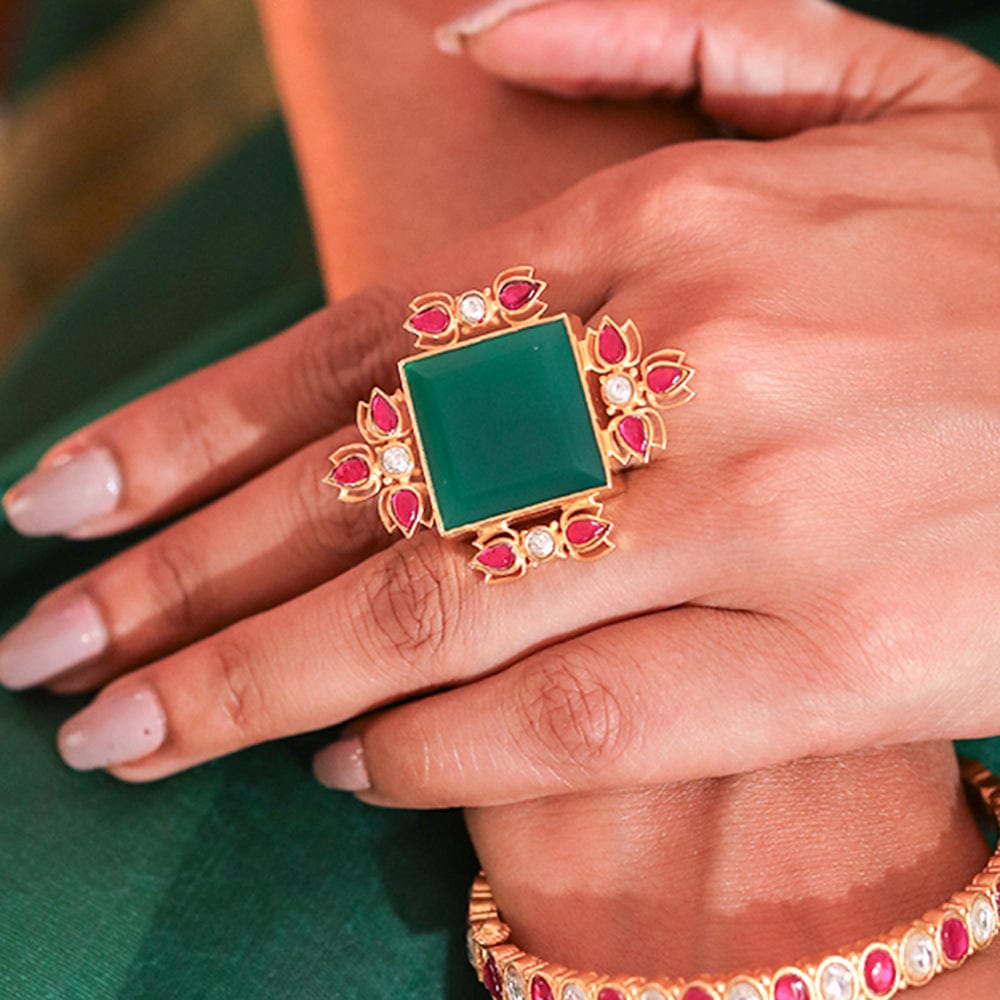 SITAYAN Green Statement Ring