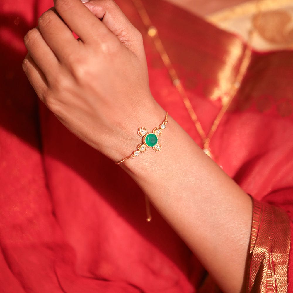 Silver 92.5 Sitayan Green Bracelet
