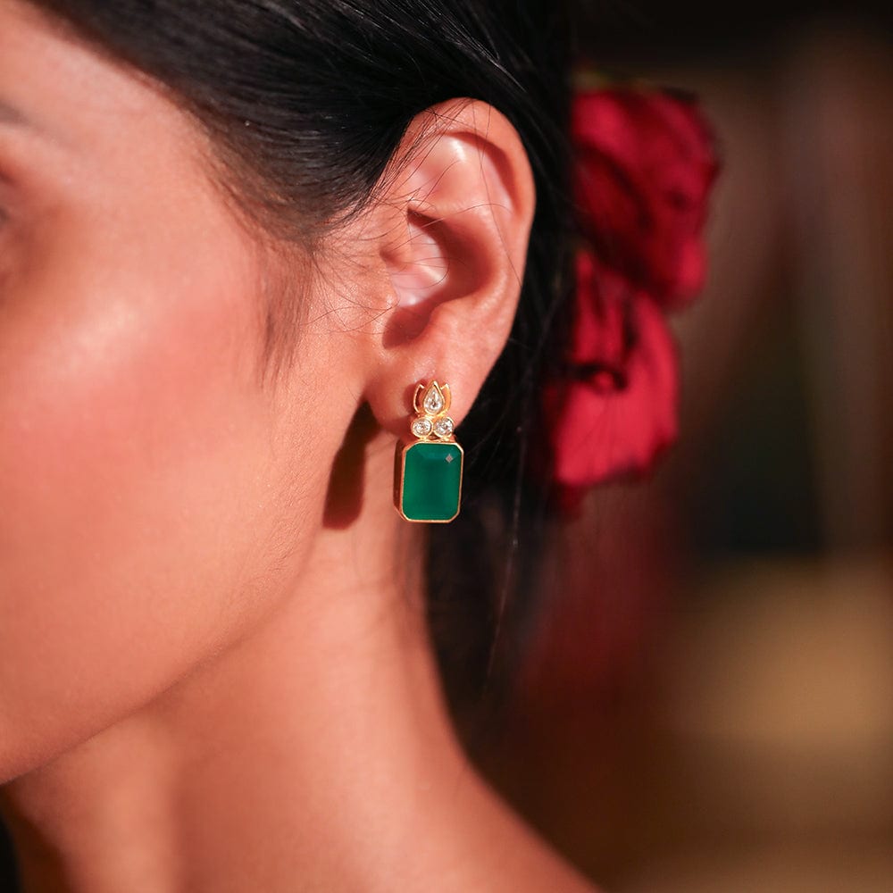 Sitayan Silver Green Studs