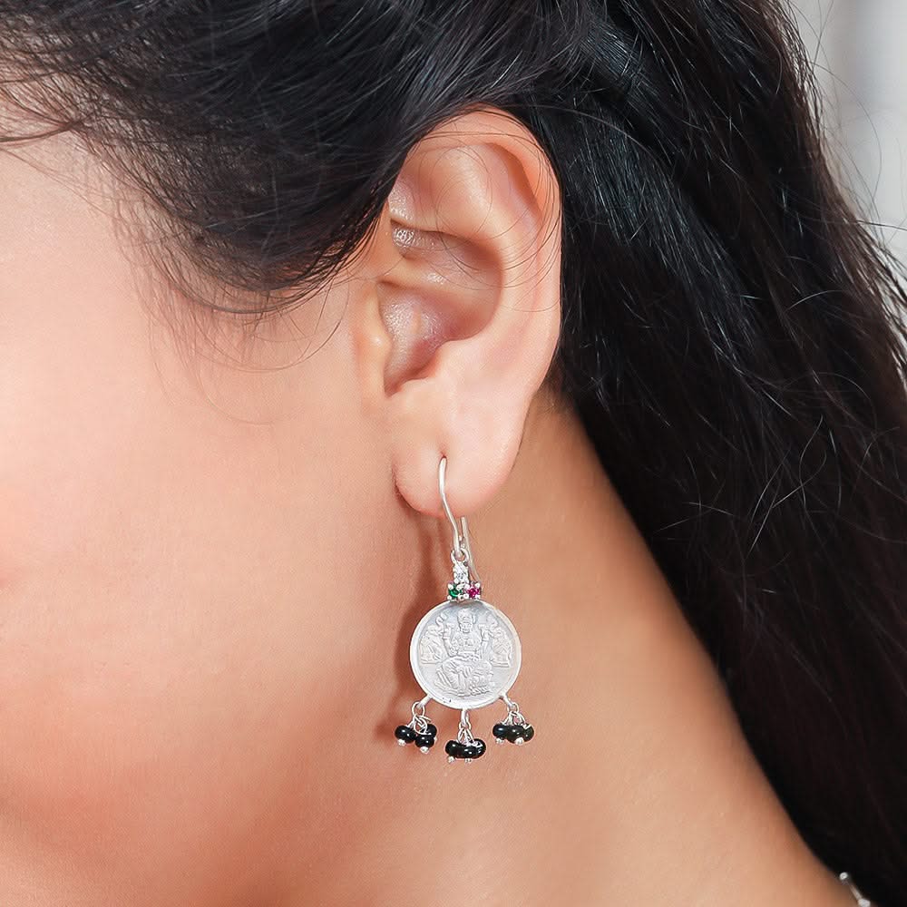 Pure 999 Silver Coin Lakshmi Earring