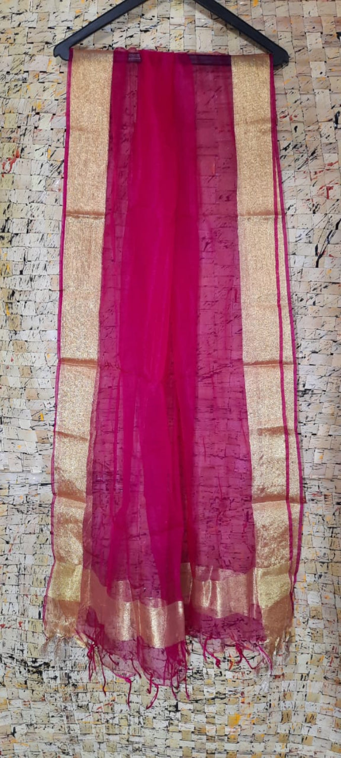 Organza Dupatta – Pink – Hand Dyed – Indiehaat
