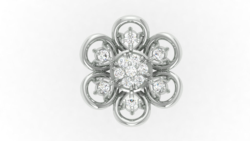 92.5 silver zircon flower earring