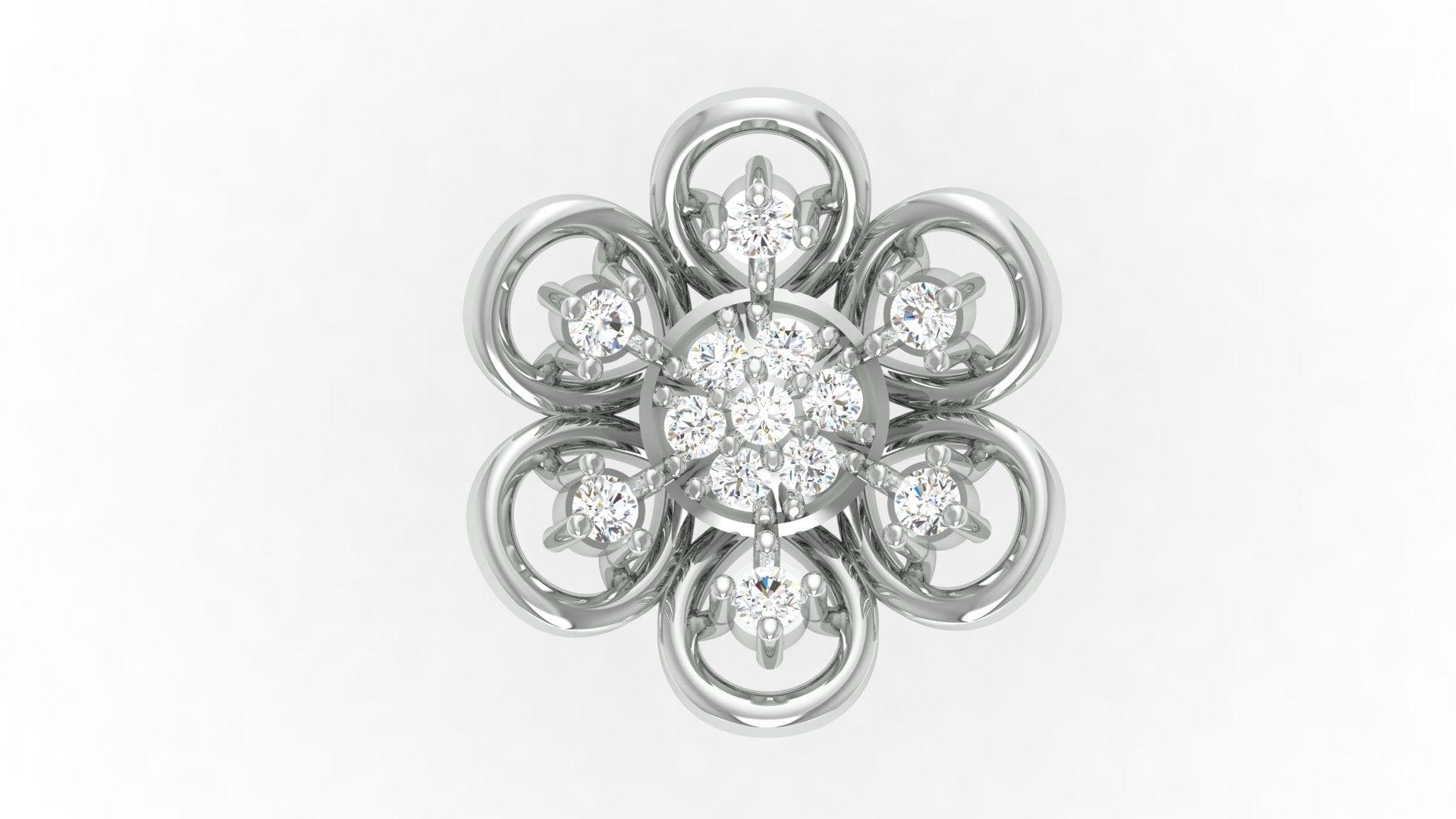 92.5 silver zircon flower earring