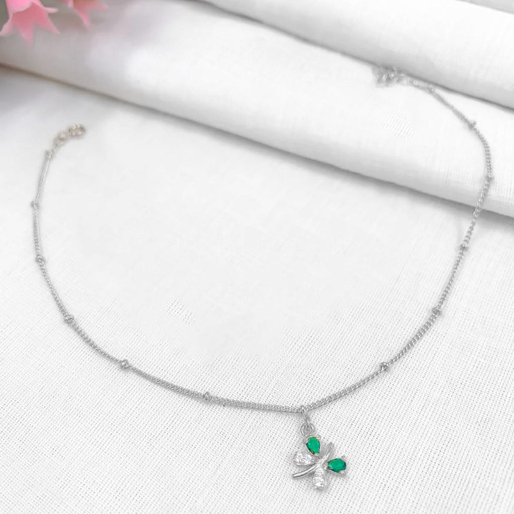 92.5 Single  Sterling Silver Butterfly charm anklet