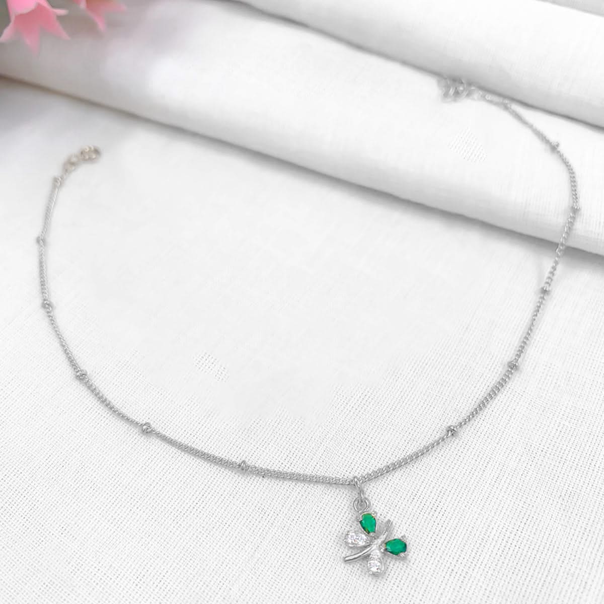 92.5 Single  Sterling Silver Butterfly charm anklet