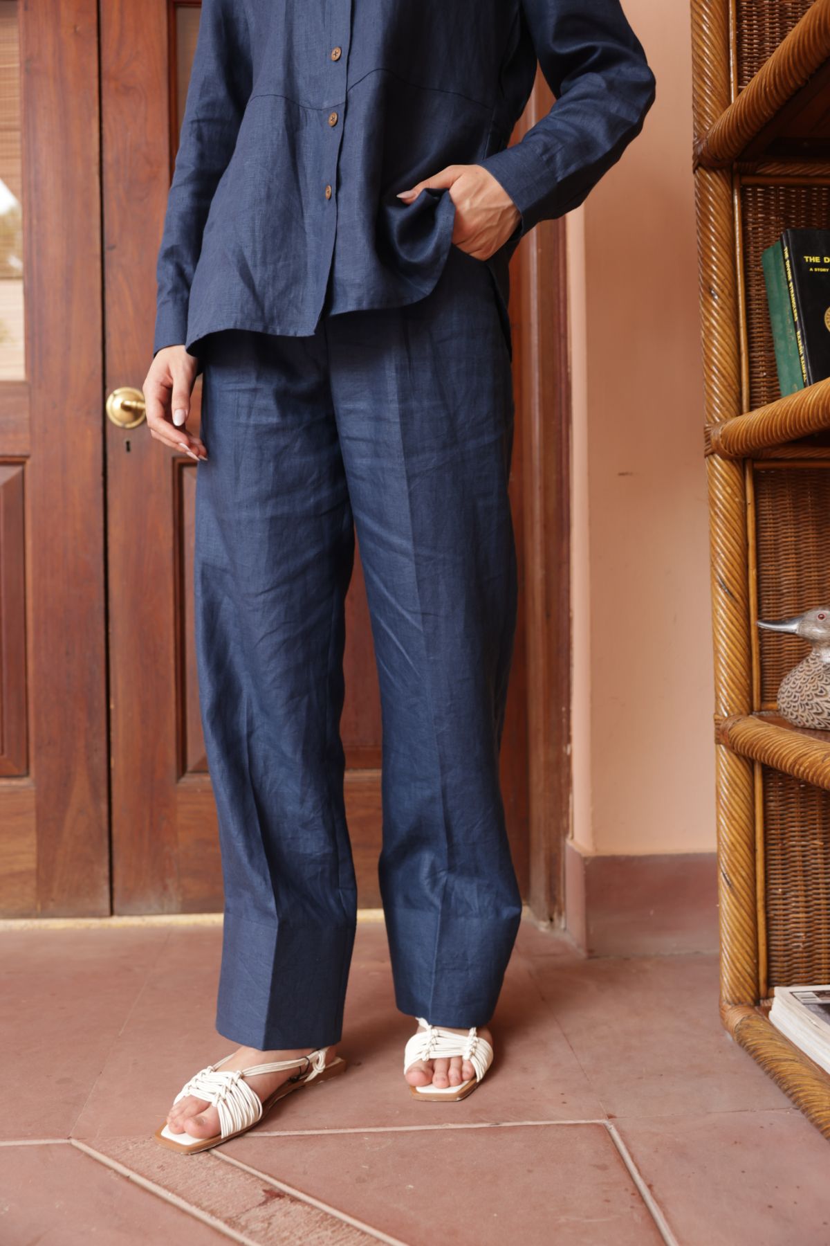 100% Hemp Straight Pants - Navy