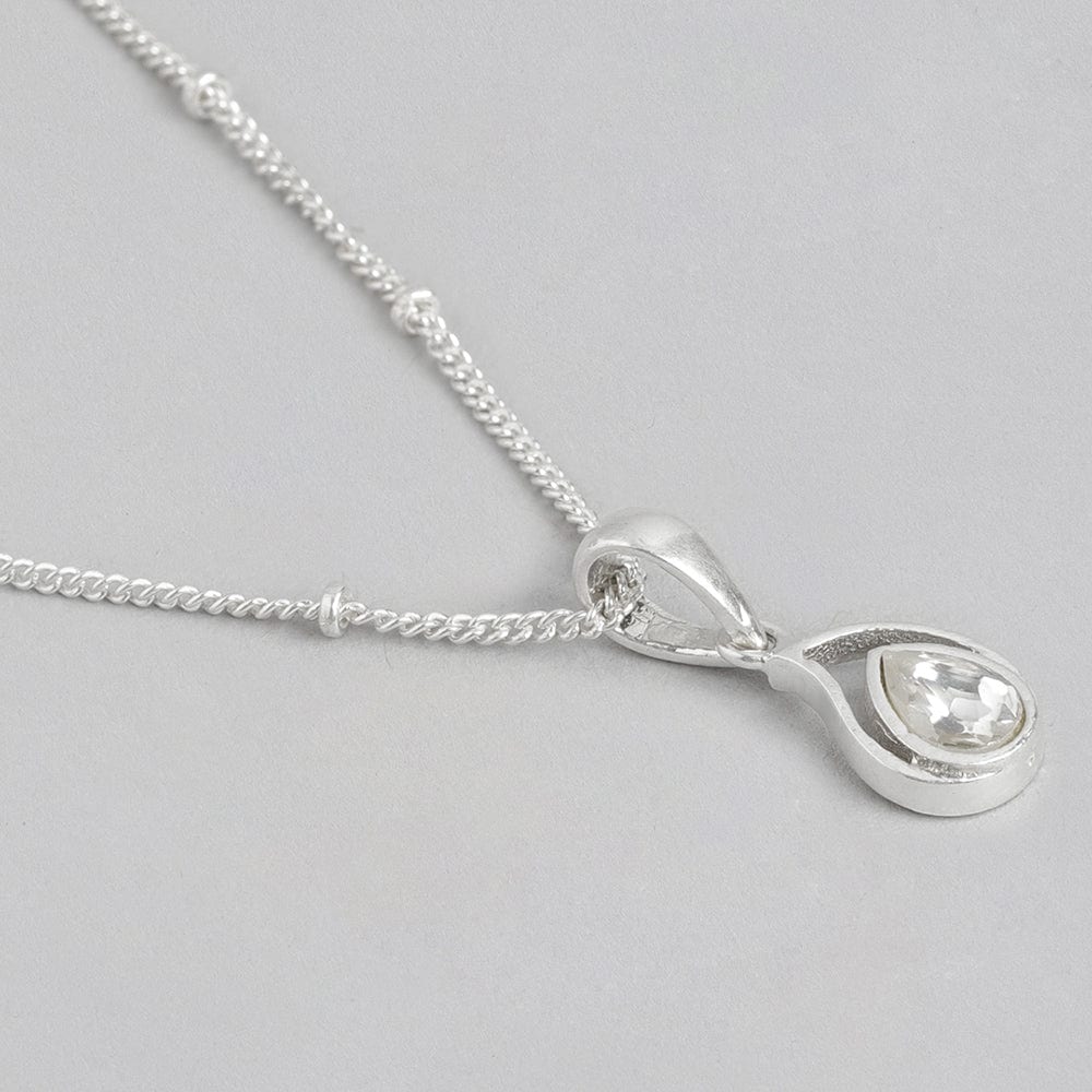 92.5 Silver White Kundan Drop Necklace