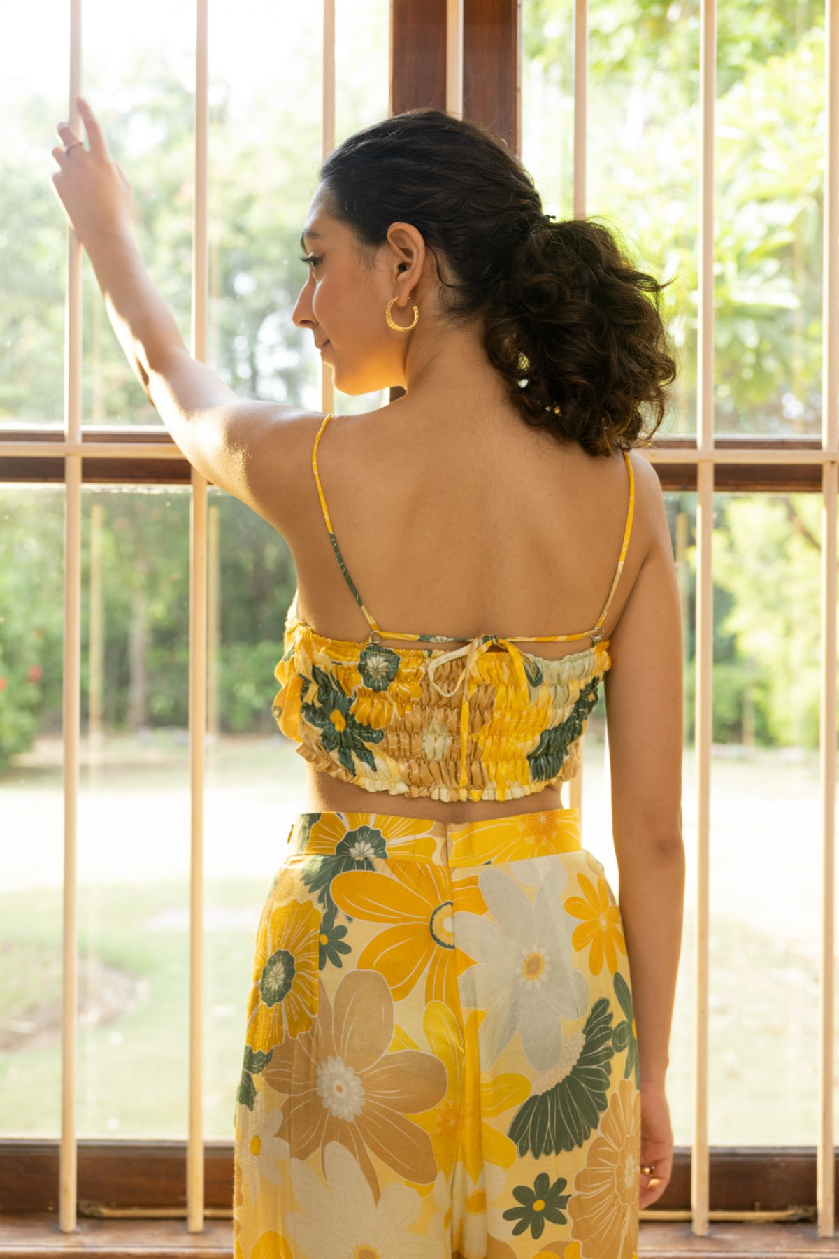 Swing Crop Top - Mosaic Yellow Print