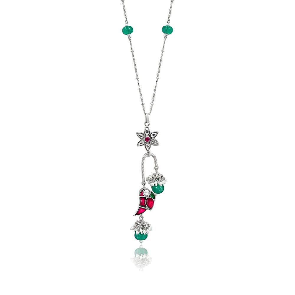 Mithu Flower Charm Silver Necklace