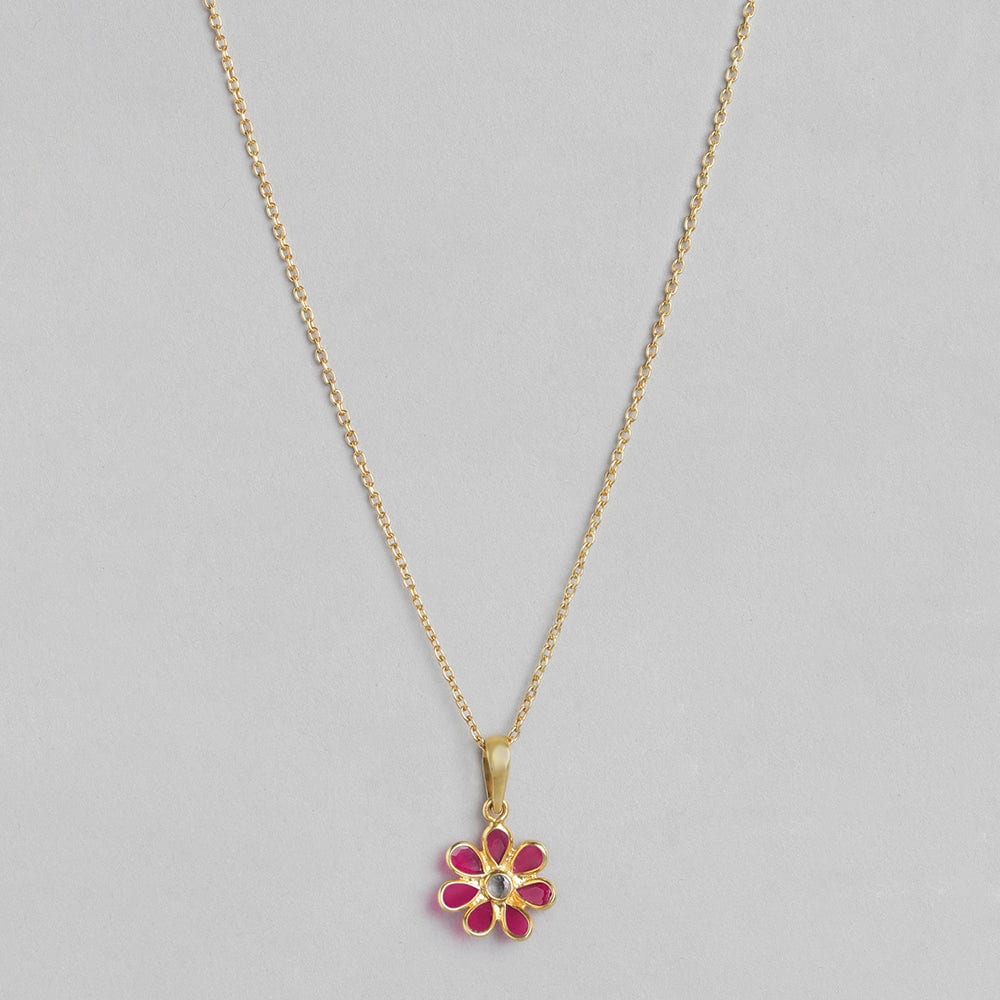 92.5 Silver Red Hydro Flower Necklace