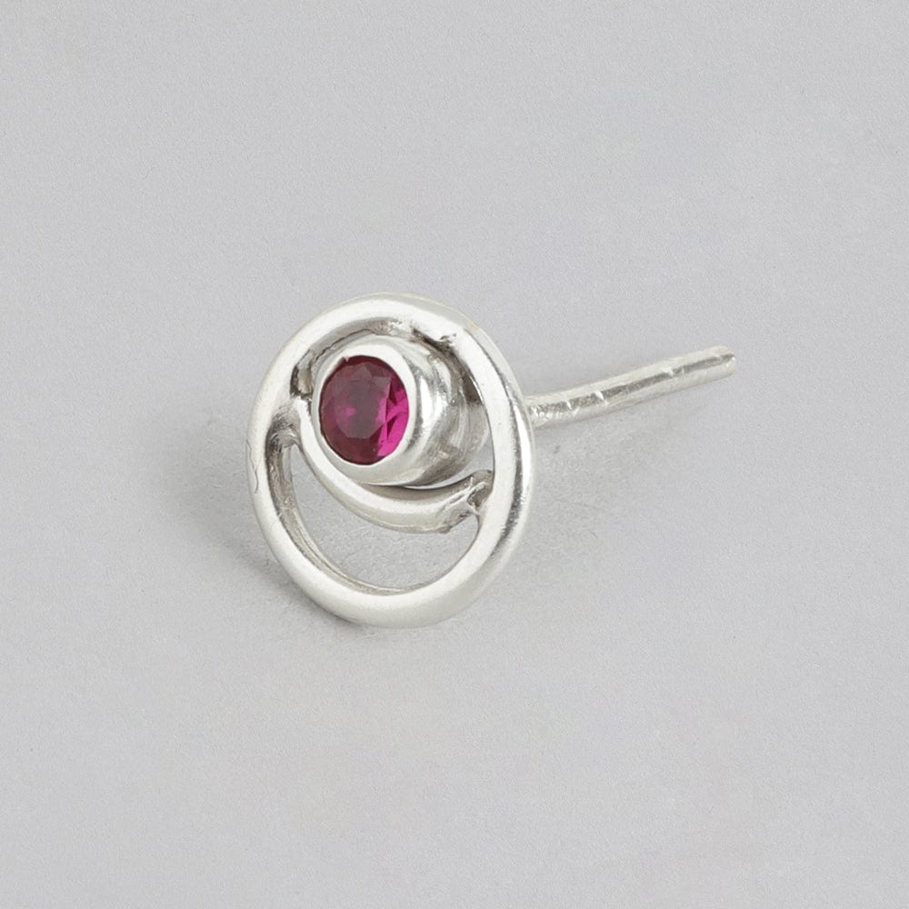 92.5 Silver Red Spiral Stud Earrings