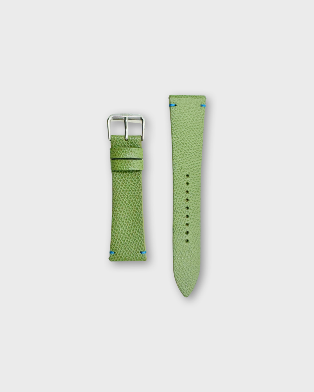 PISTACHIO IN BLUE STITCH__PISTACHIO IN BLUE STITCH & Green light shade premium leather watch straps