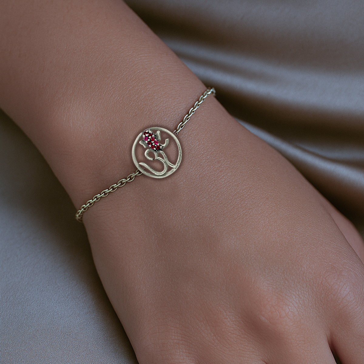 Serene Harmony 925 Silver Om Bracelet