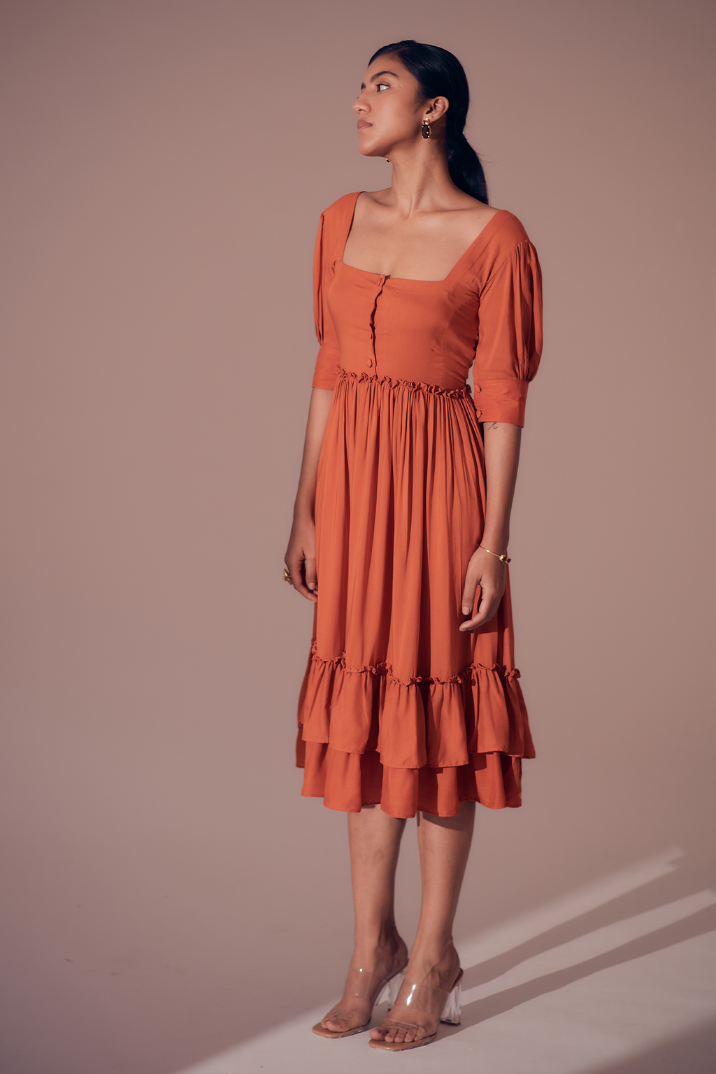 Ibiza Flowy Dress - Sunset Orange