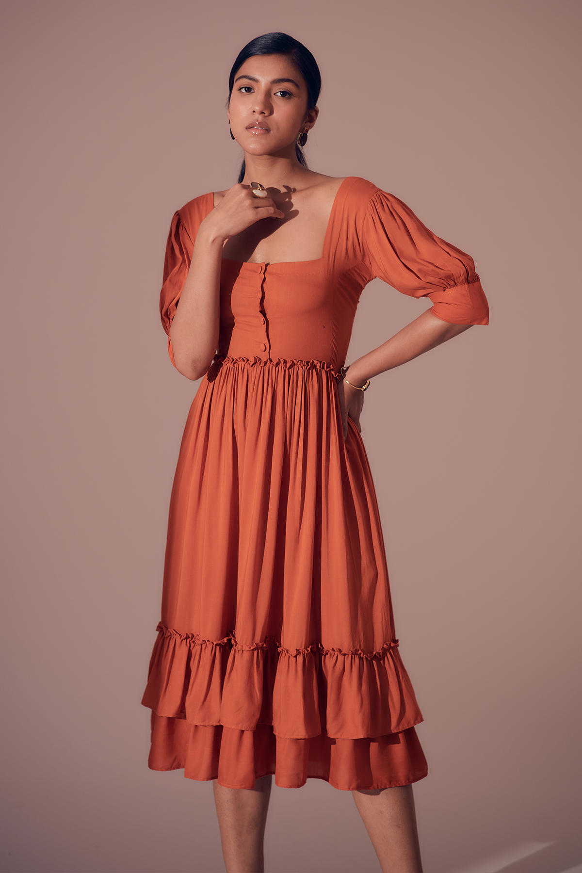 Ibiza Flowy Dress - Sunset Orange