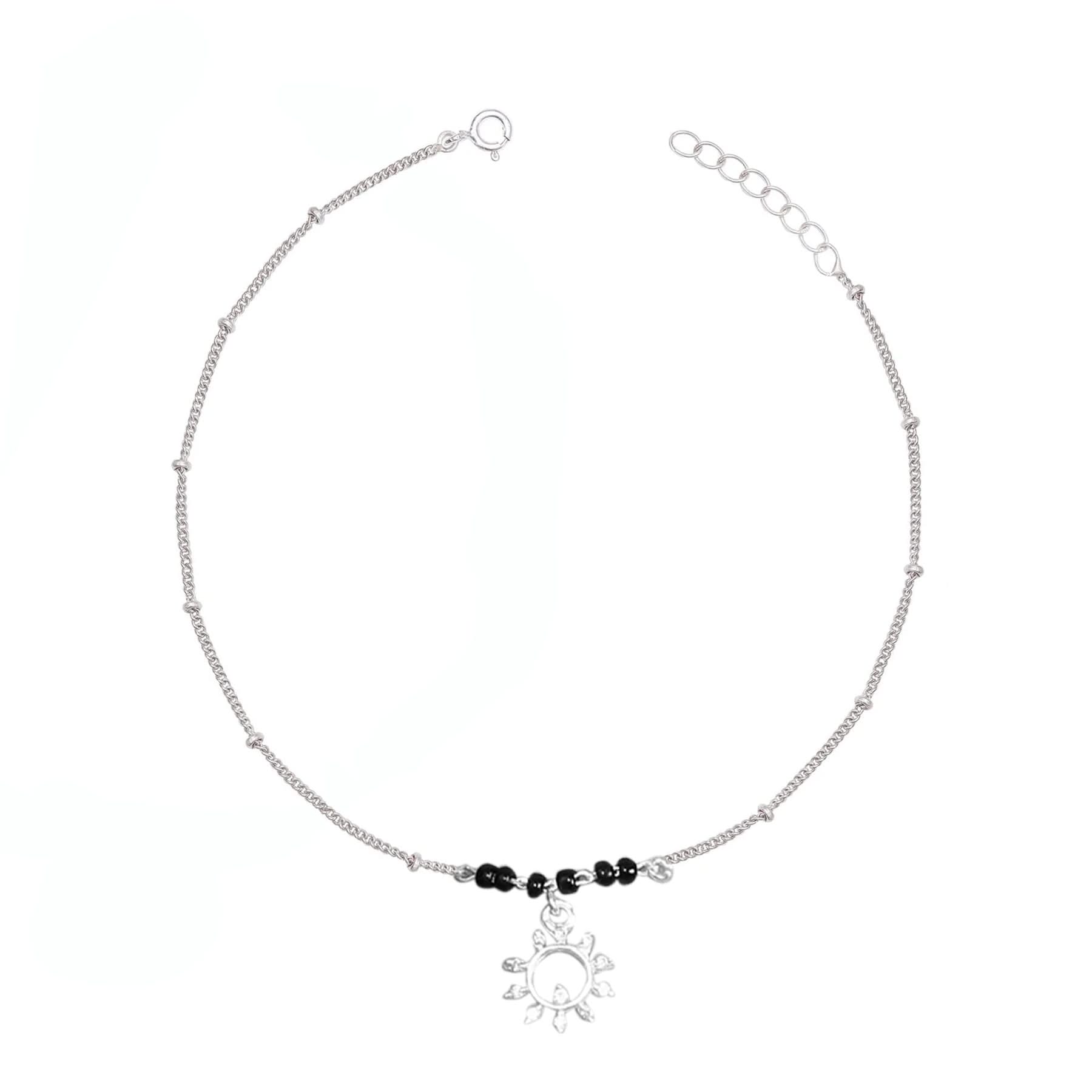 92.5 Single Sterling Silver sun flame anklet