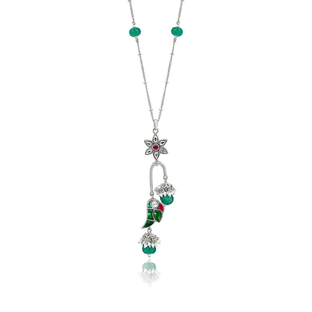 Mithu Flower Charm Silver Necklace
