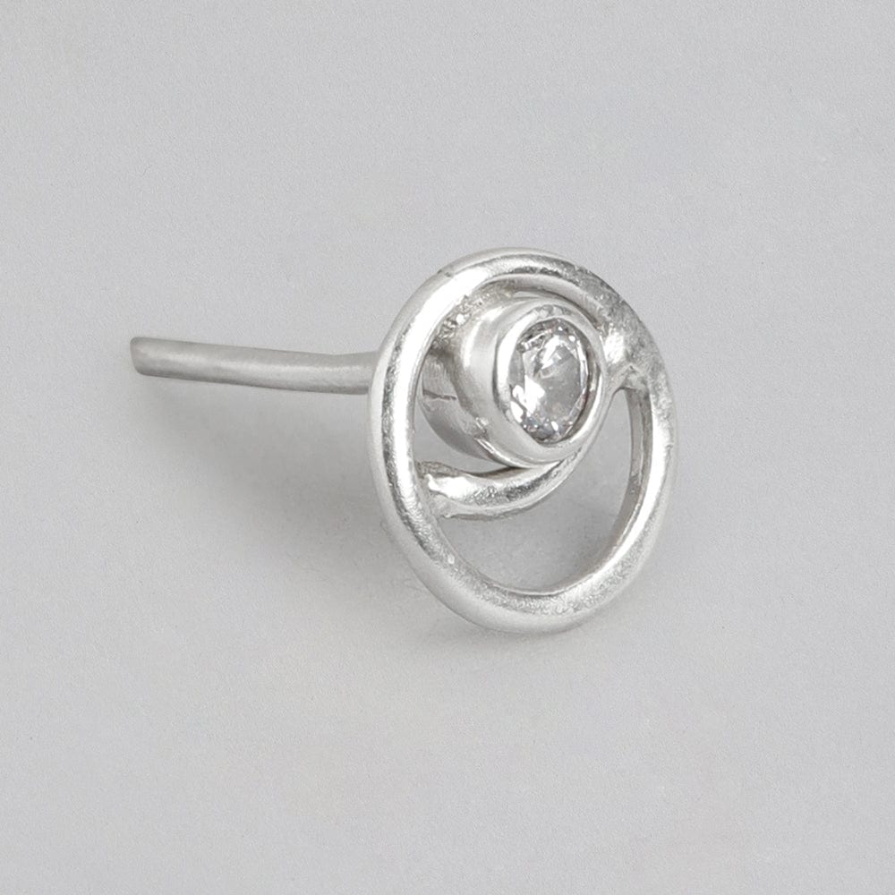92.5 Silver White Spiral Stud Earrings