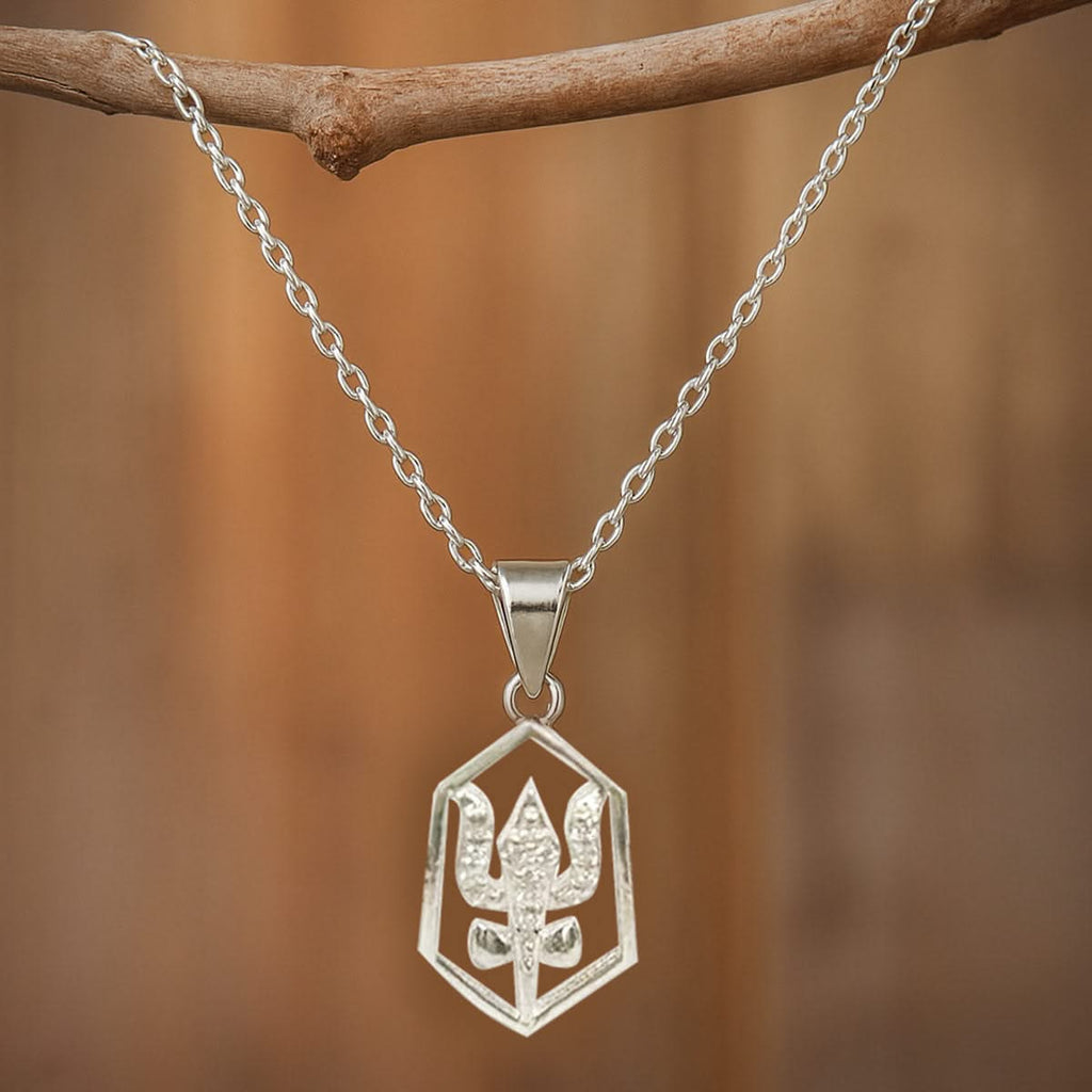 92.5 Silver Trishul necklace