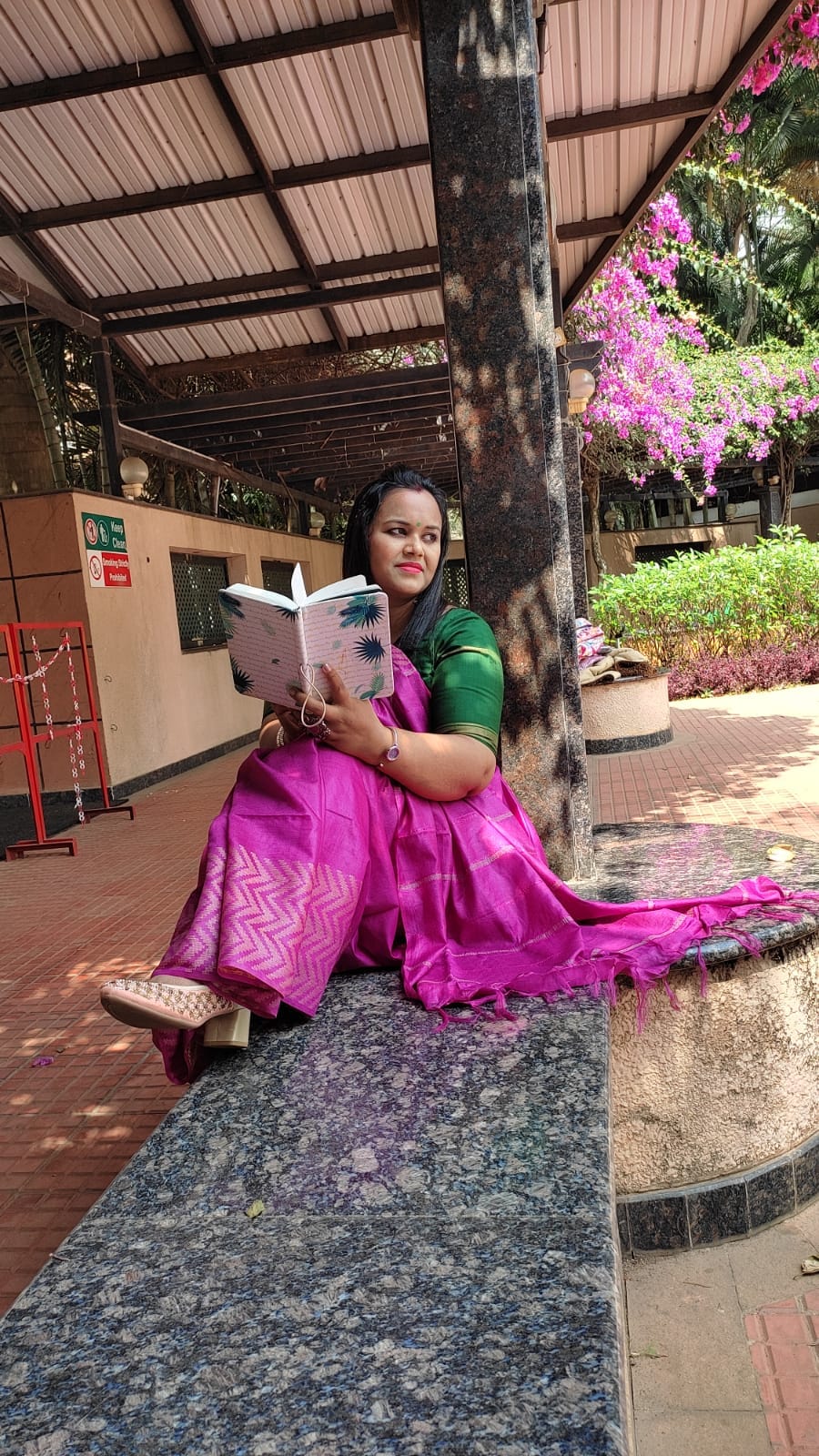Chanderi Silk Pink Saree with Running Blouse-Indiehaat