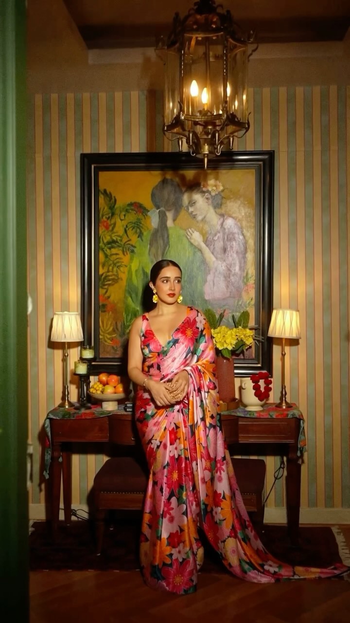 Rhythm Saree & Blouse - Mosaic Pink Print (Set of 2)