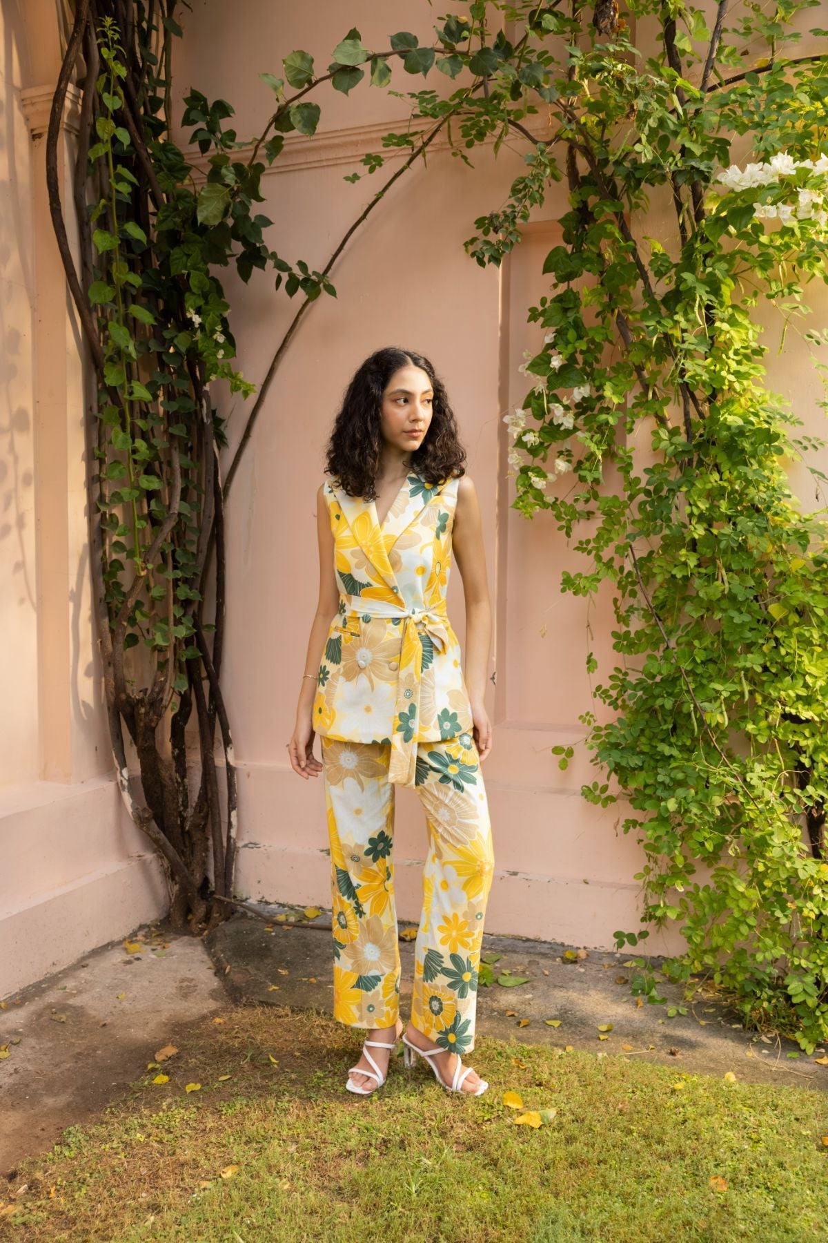 Wild Buds Half Blazer - Mosaic Yellow Print