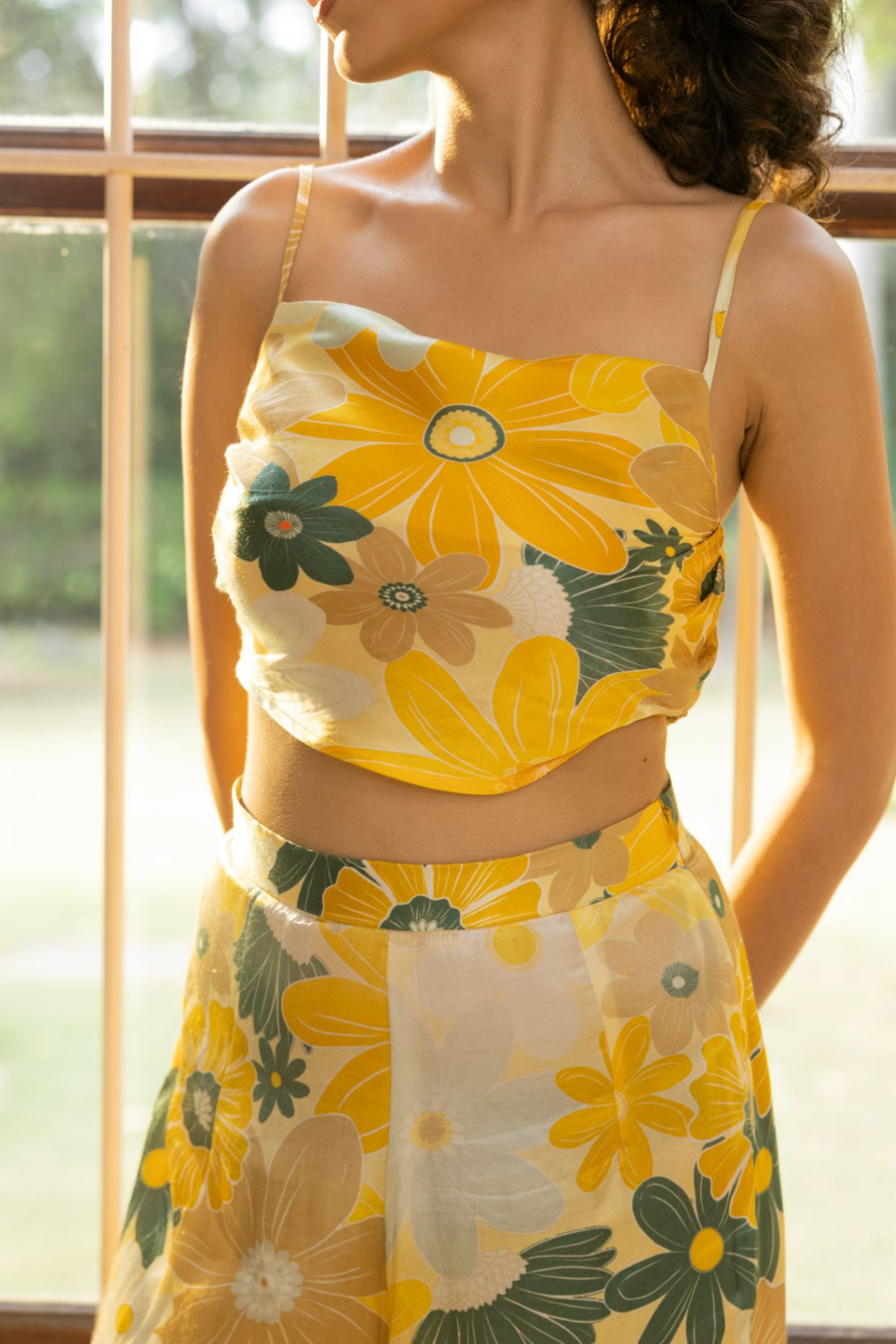 Swing Crop Top - Mosaic Yellow Print