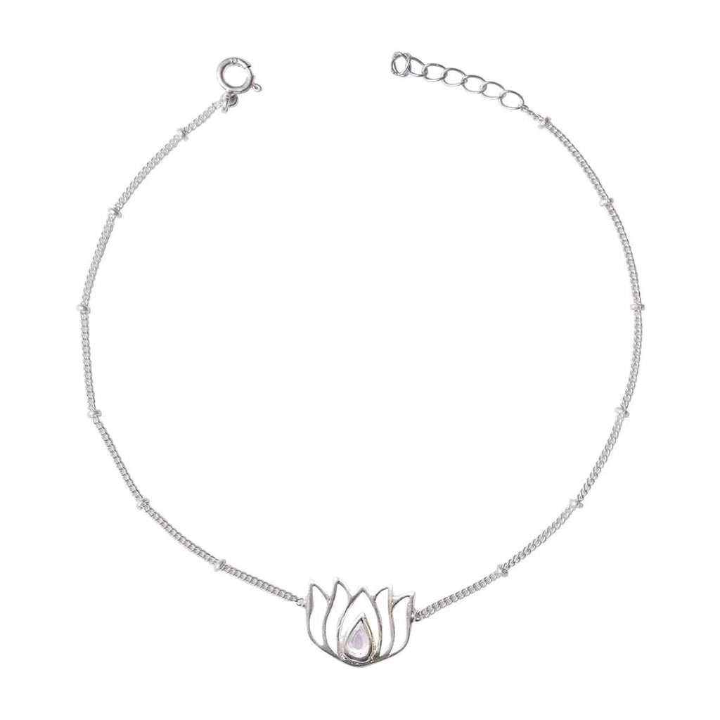 Single Lotus 92.5 Sterling Silver Anklet