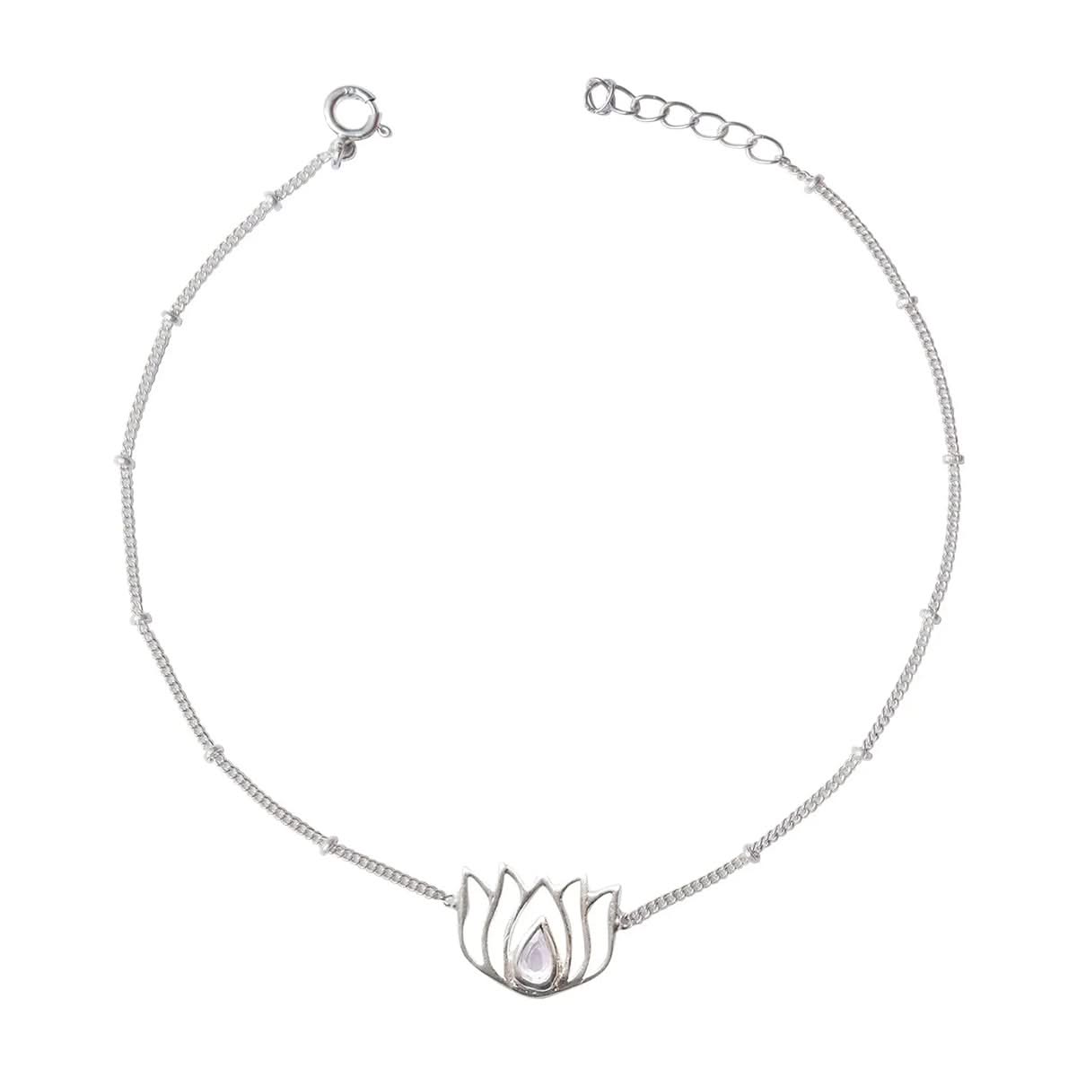 Single Lotus 92.5 Sterling Silver Anklet