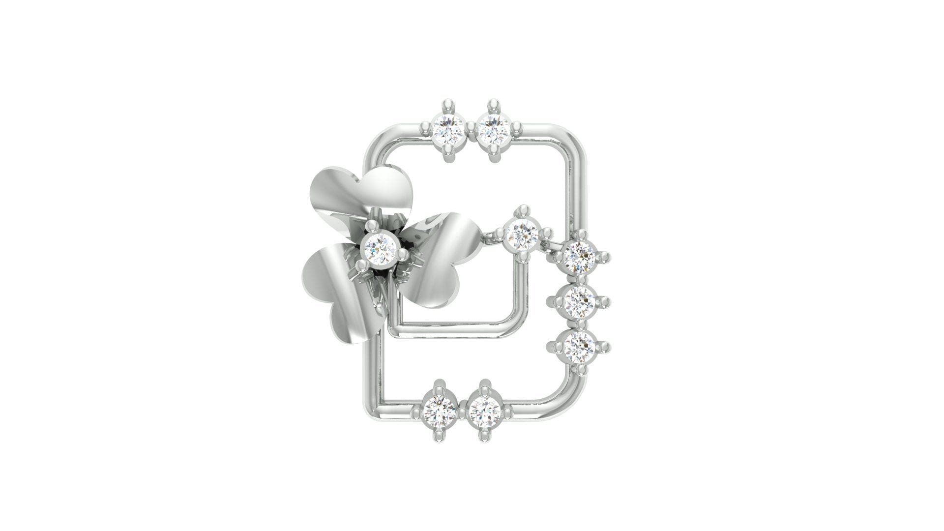 92.5 silver zircon heart earring