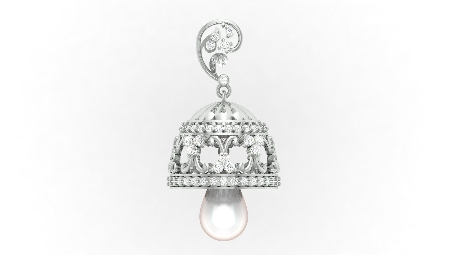 92.5 sterling silver zircon pearl earring