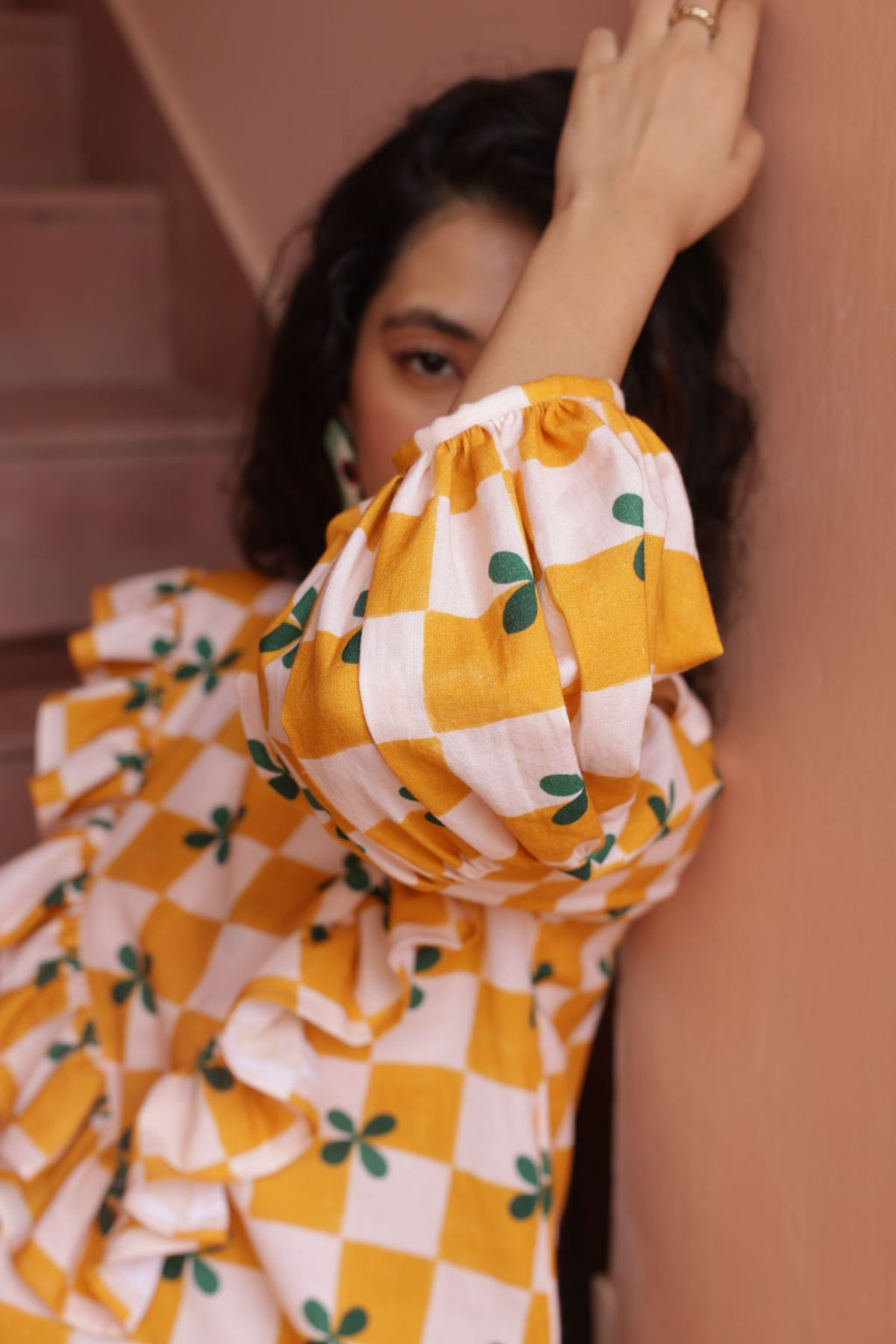 Whimsical Dress - Mustard Checks