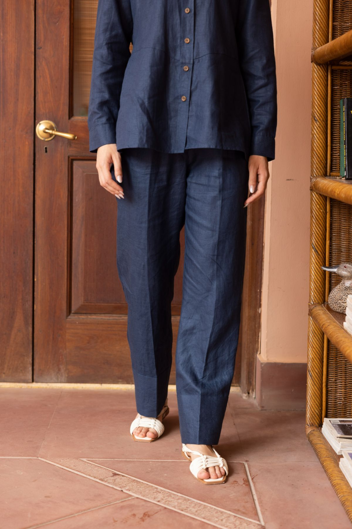 100% Hemp Straight Pants - Navy