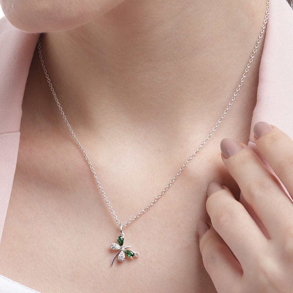 Silver Green Butterfly Necklace