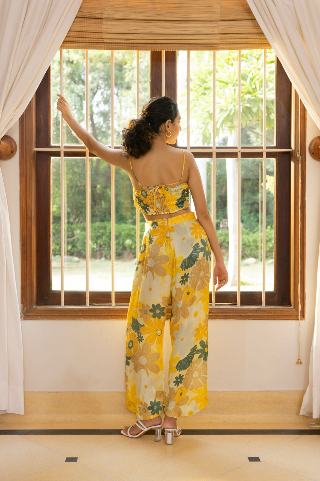Swing Crop Top - Mosaic Yellow Print