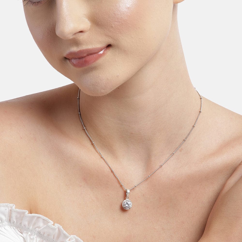 92.5 Silver White Zircon Loop Necklace