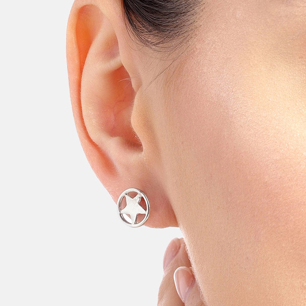 92.5 Silver Star Loop Stud Earrings