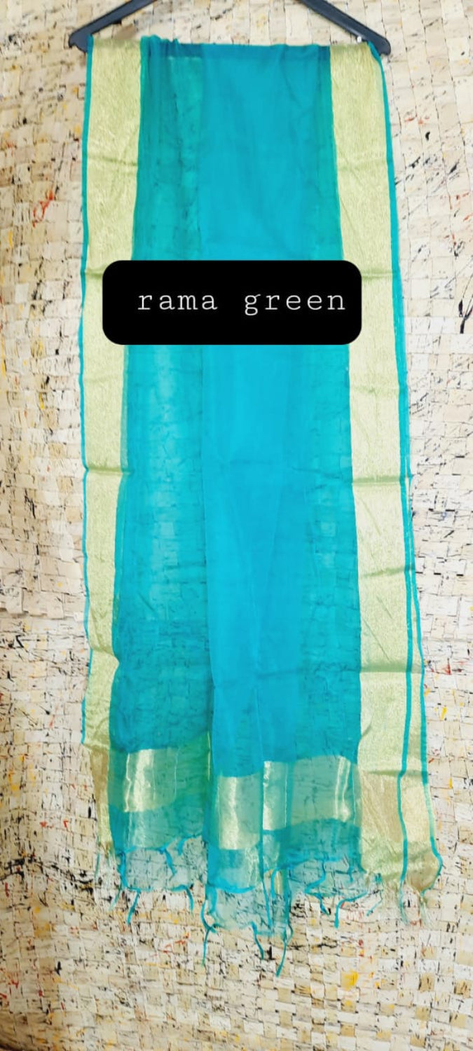 Organza Dupatta – Rama Green – Hand Dyed – Indiehaat