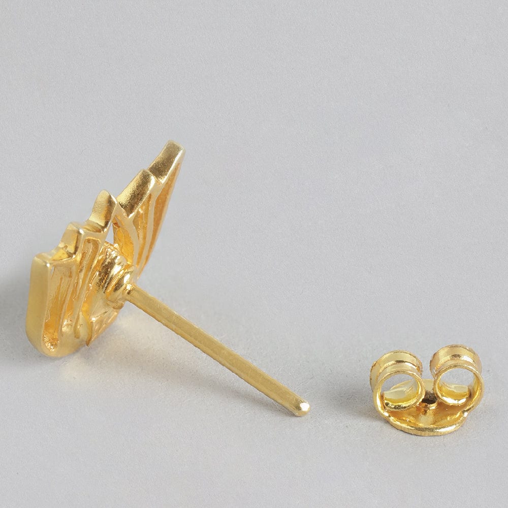 92.5 Silver White Kundan Sacred Lotus Stud Earrings