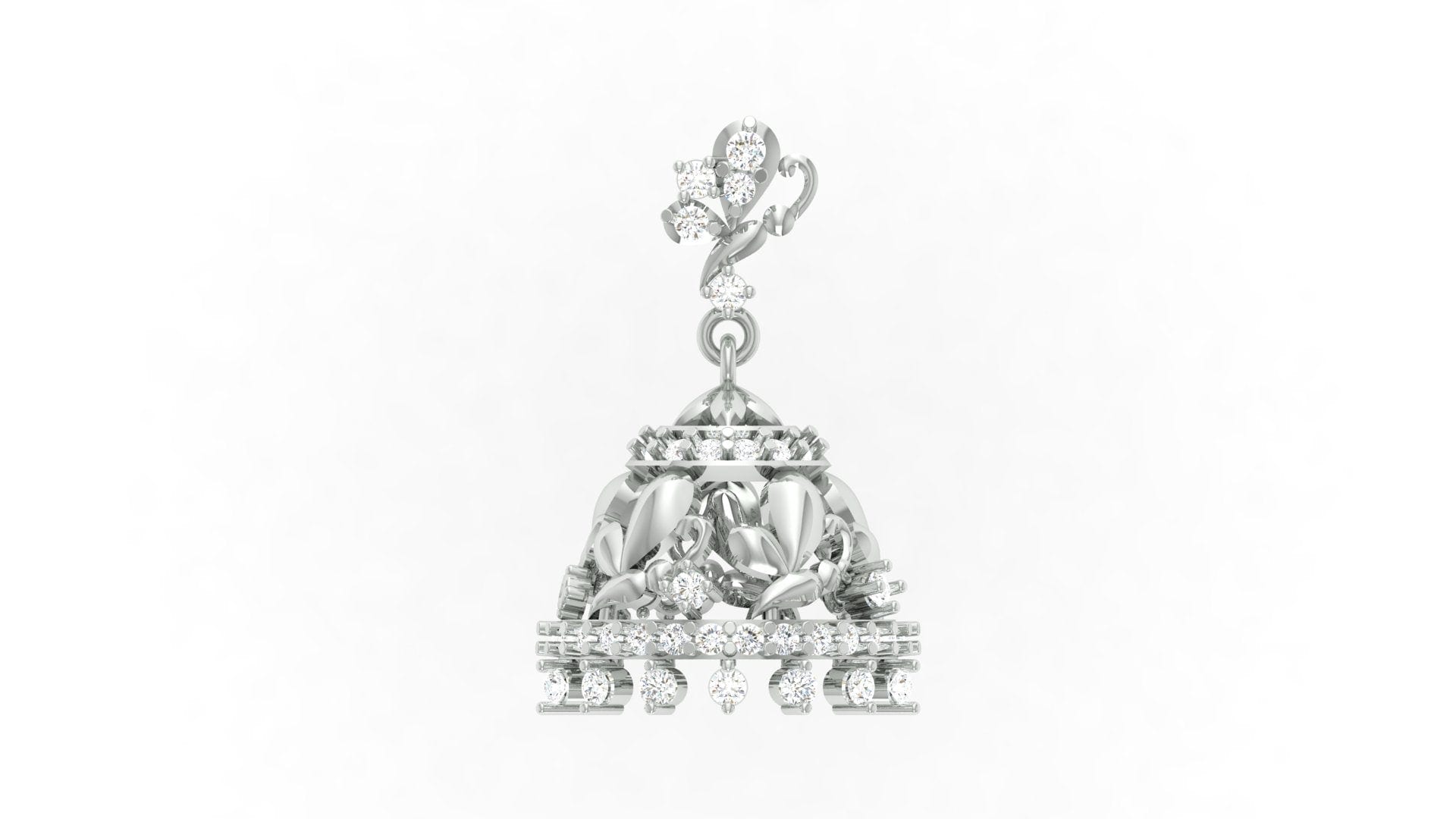 92.5 silver zircon bell shaped earring