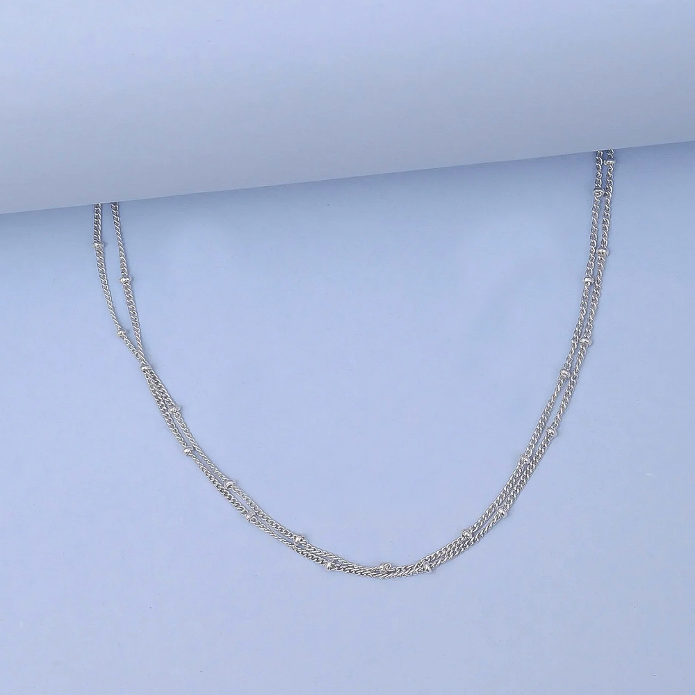 925 Sterling Silver Two Line Chain Silver Anklet (Single)