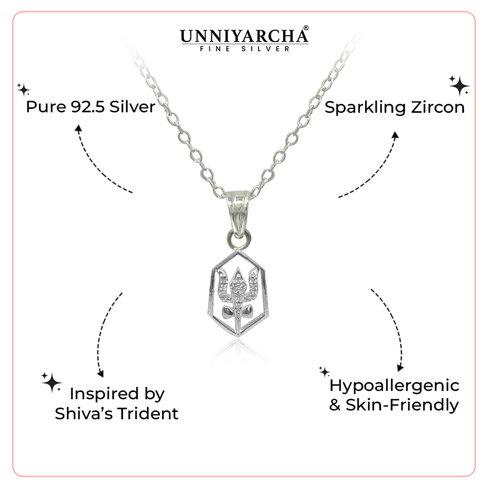 92.5 Silver Trishul necklace