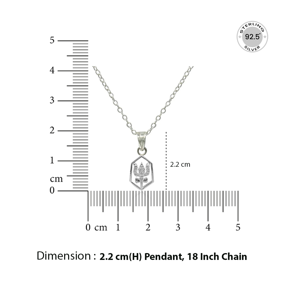 92.5 Silver Trishul necklace
