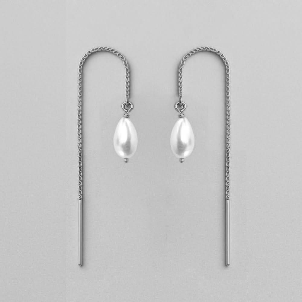 Silver Pearl Sui dhaga Earring