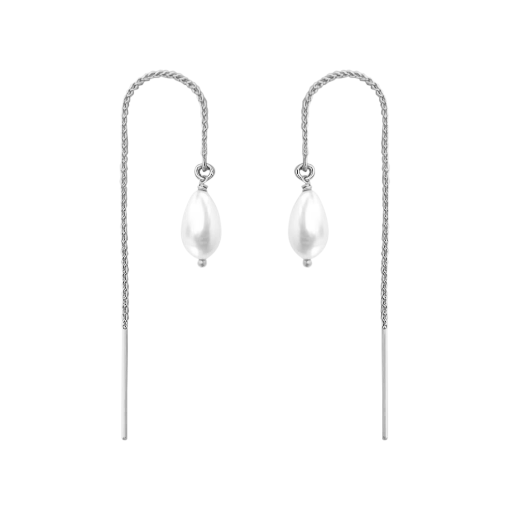 Silver Pearl Sui dhaga Earring