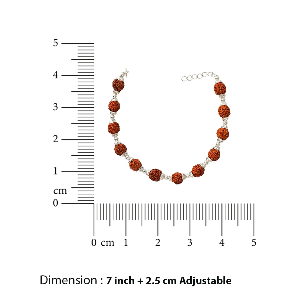 Men's Silver 92.5 Bracelet With Rudraksha Beads