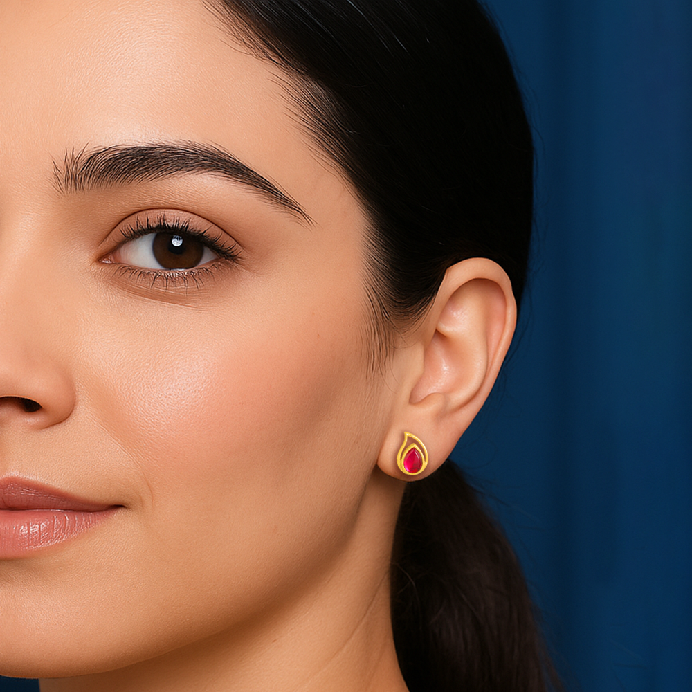 92.5 Silver Red Kundan Drop Earrings