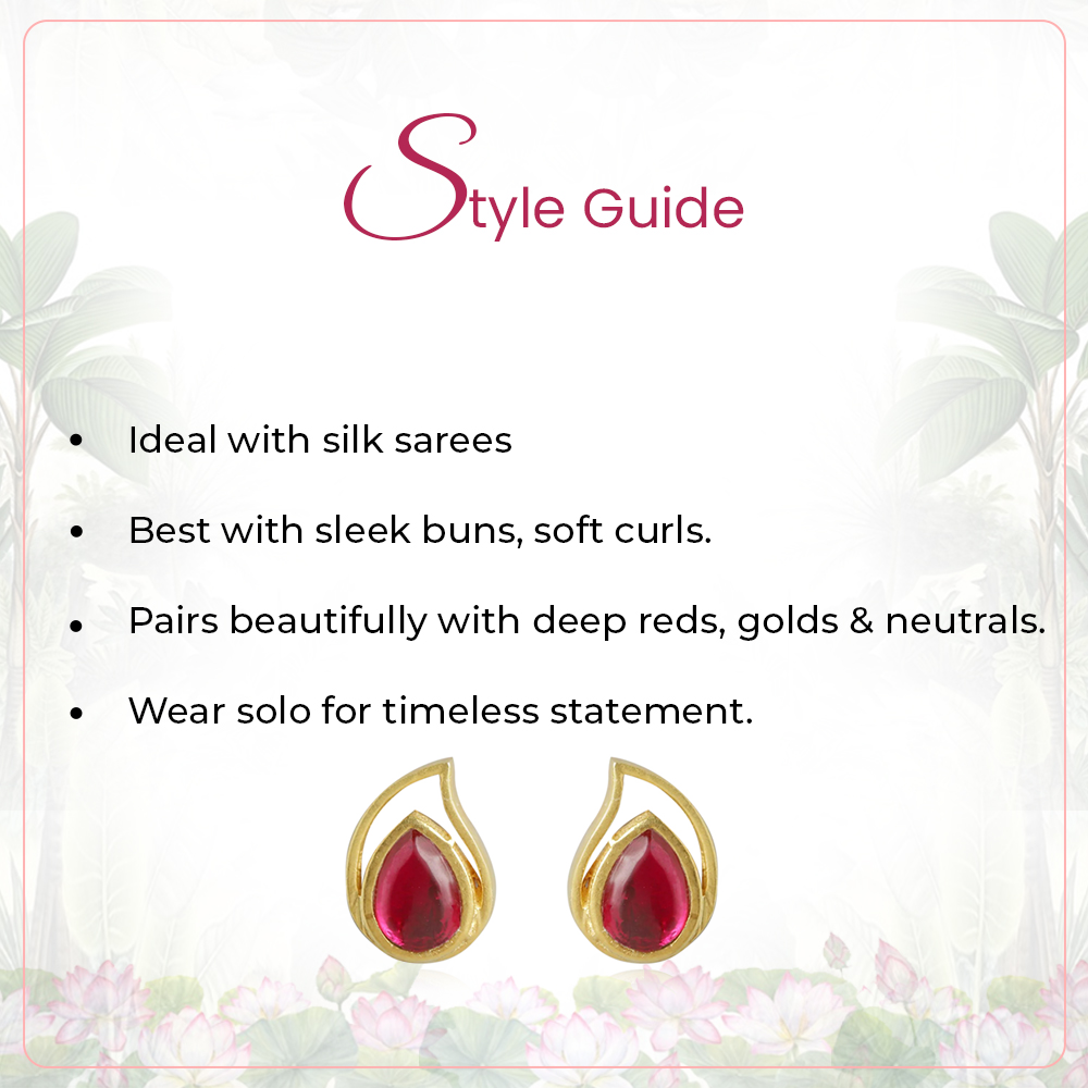 92.5 Silver Red Kundan Drop Earrings