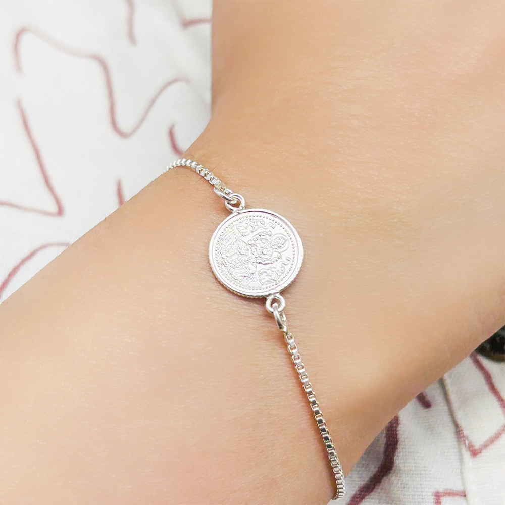 Pure 999 Silver Lakshmi Coin bracelet